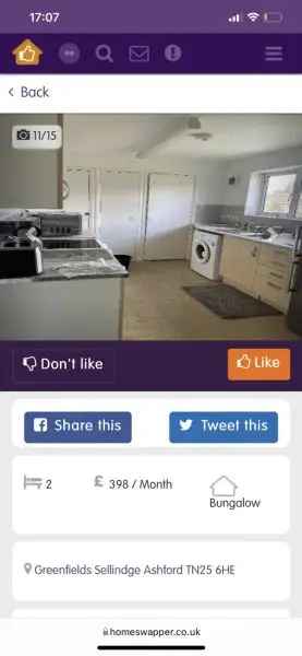 Bungalow For Rent in Folkestone and Hythe District, England