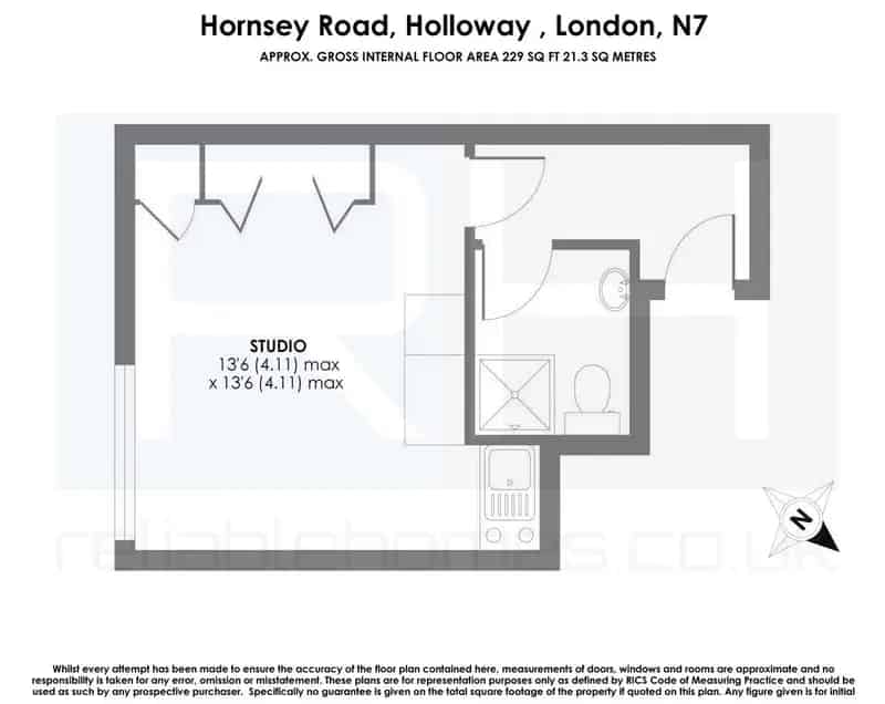1 Bedroom Studio Flat near Holloway Tube Station