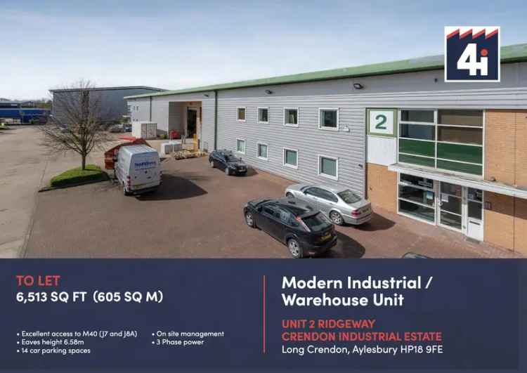 Modern Industrial Unit 6513 sq ft with Offices and Parking
