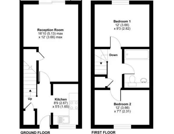 2 Bed Mid Terraced House with Garden and Parking