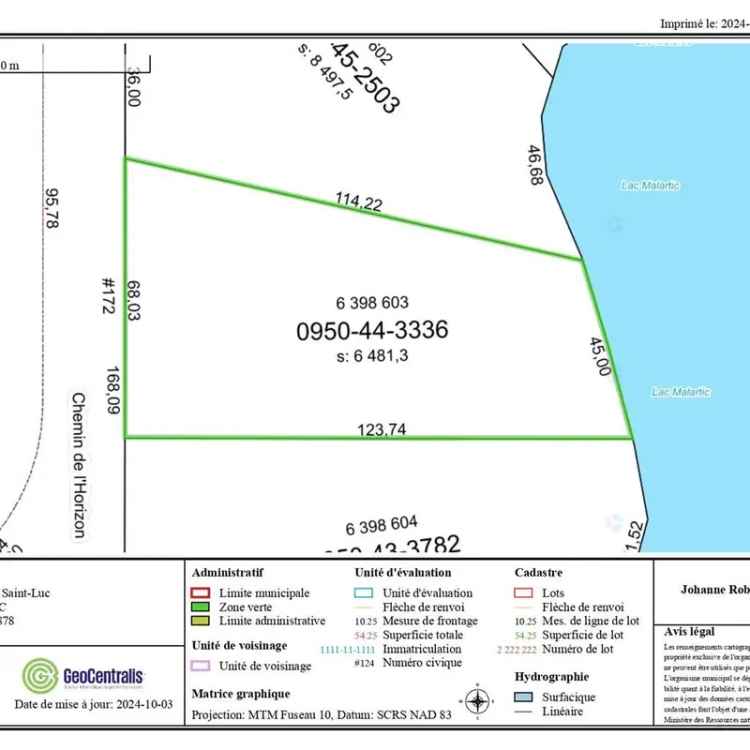 Lac Malatic Waterfront Lot for Sale