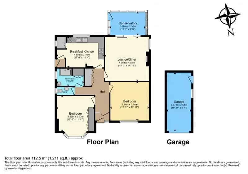 2 Bedroom Detached Bungalow with Garden and Garage