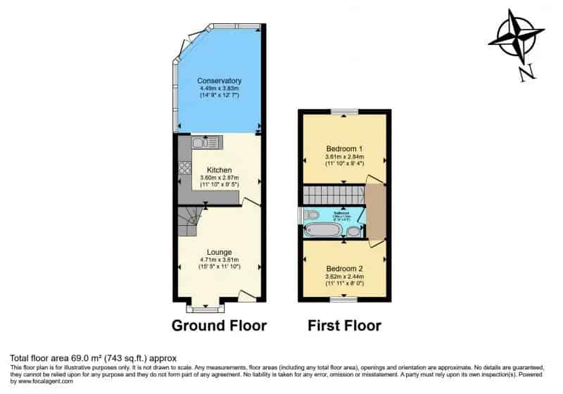 2 bedroom  Semi-detached house