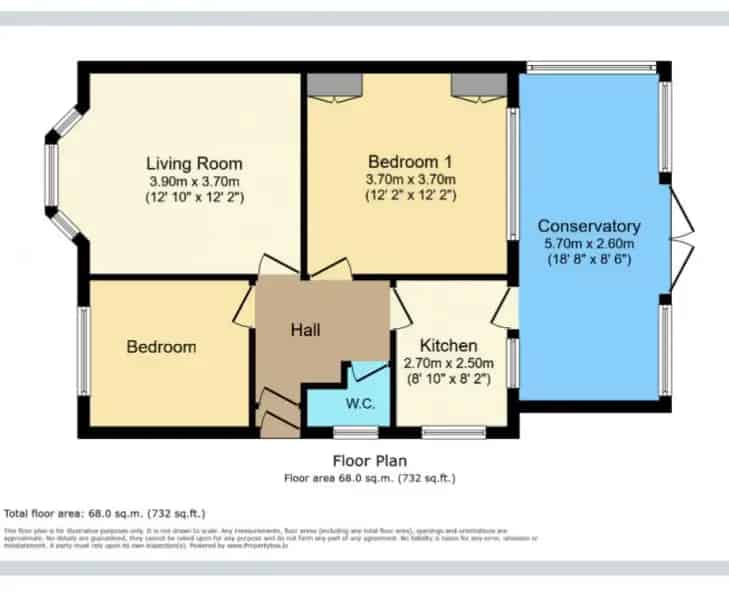 2 Bedroom Bungalow with Conservatory and Corner Plot