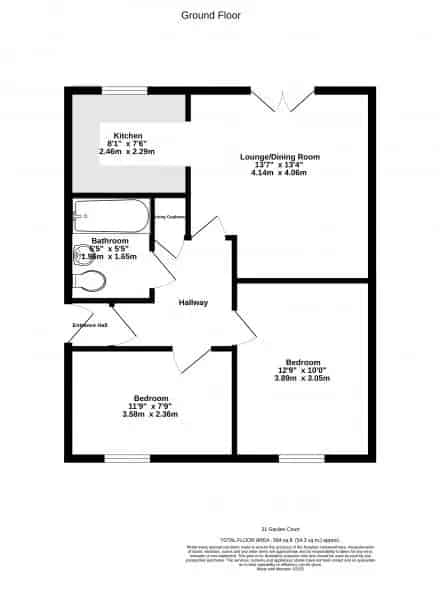 2 Bedroom Ground Floor Apartment with Patio and Parking