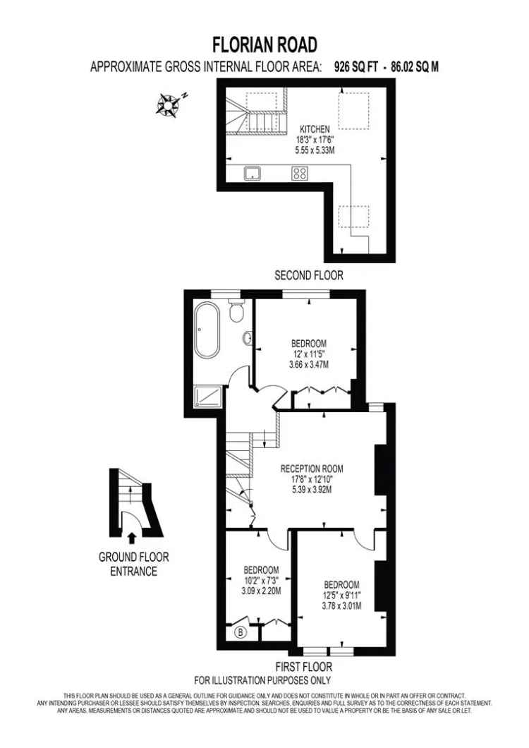 3 Bedroom Flat House to Rent in Putney
