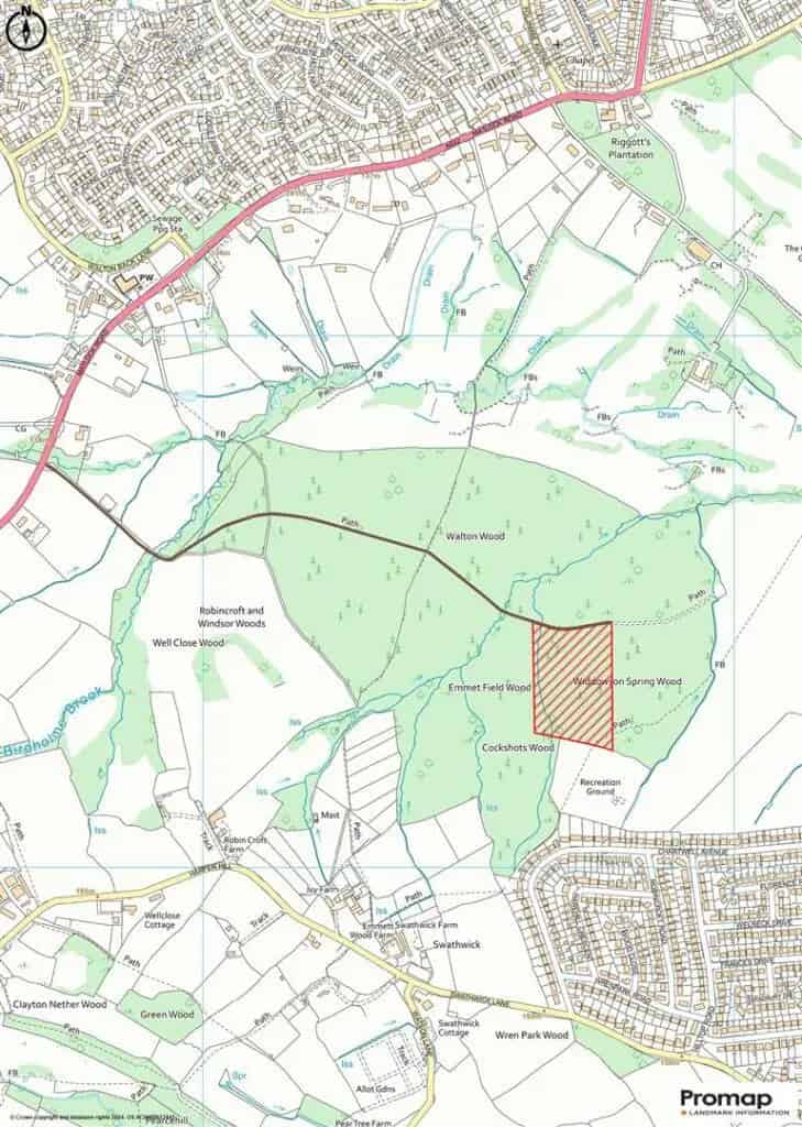 7.5 Acre Woodland near Chesterfield