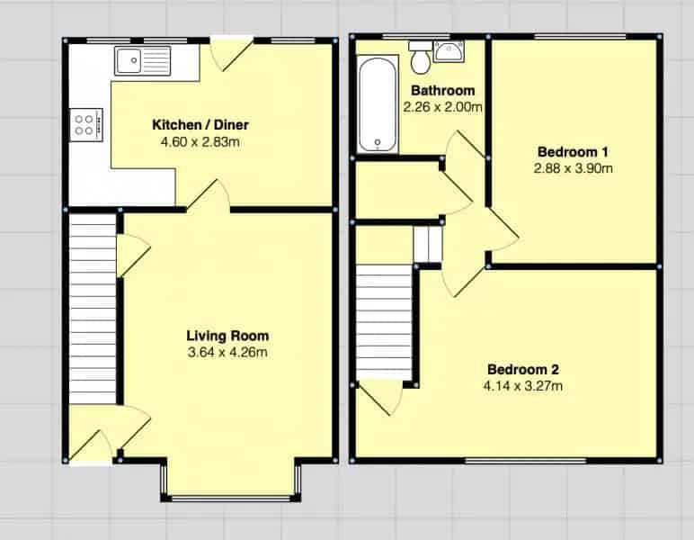 2 bedroom  Terraced house