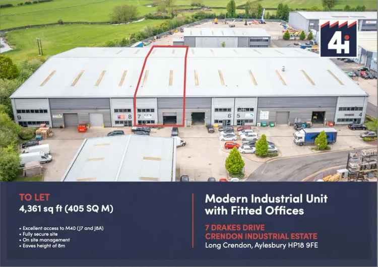 4361 Sq Ft Industrial Unit Warehouse Office Space M40 Access