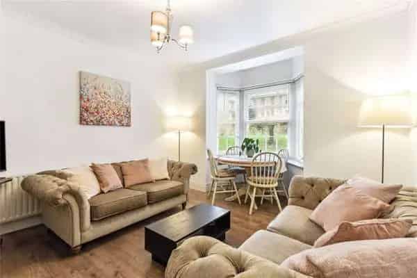 Two-Bedroom Furnished Flat with Study and Communal Gardens