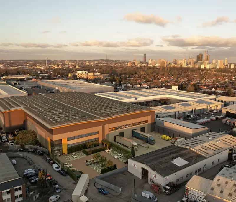 Urban Logistics Warehouse Croydon 850kVA Power 100% EV Parking Solar PV